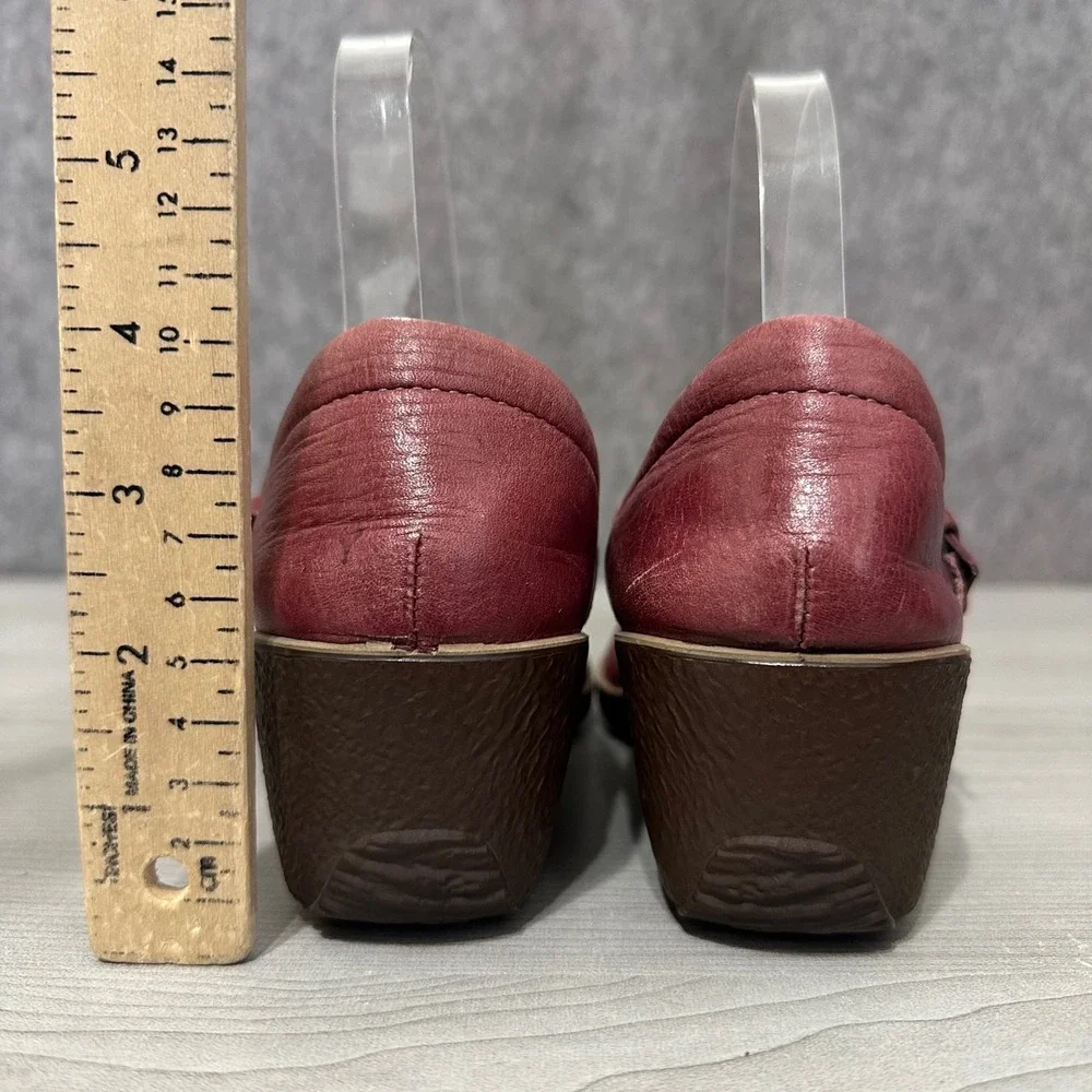 ECCO Shiver Wedge Mary Jane‎ Womens 35 US 5 Burgundy Leather Buckle Strap Shoes